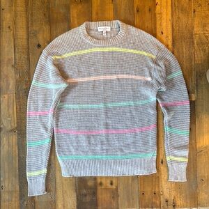 NWOT Michael Stars LA size XS 100% cotton Crewneck Sweater gray and stripes